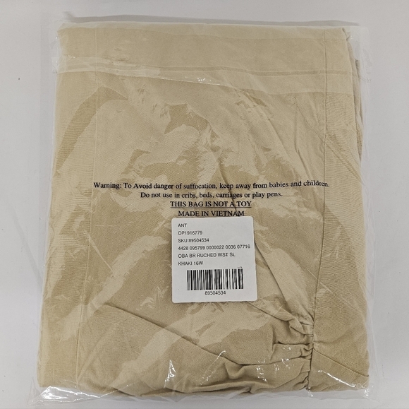 Anthropologie Ruched Slim Midi Dress with Tie Back in Khaki and Orange NWT - Picture 14 of 16